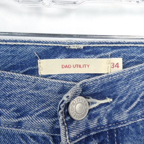 Levi's Premium Dad Utility Jeans Plus Sz 34 Golly Gee Wash Blue Premium Denim - Picture 3 of 16